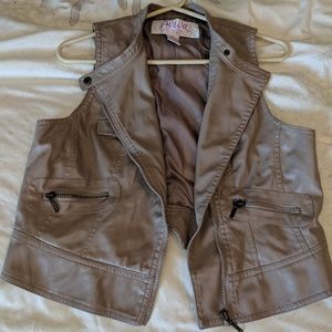 Faux leather vest